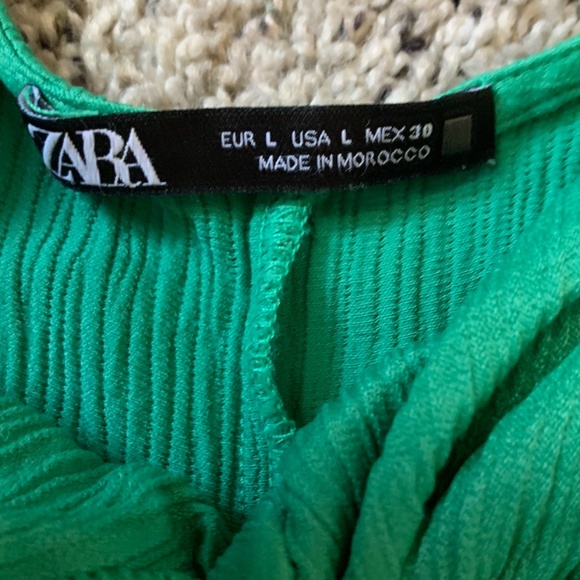Zara Size Large Green Textured long Dress - Picture 3 of 8